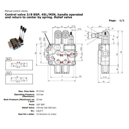 Hidraulikus szelep YFM35/5 3/8" DDDDD